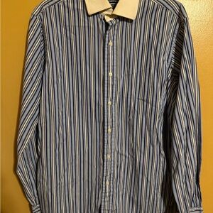 Ralph Lauren Blue and White Striped Button Down Shirt 15 1/2 34/35